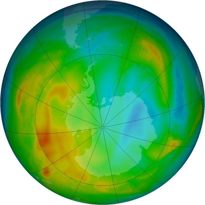 Antarctic ozone map for 11 June 1980